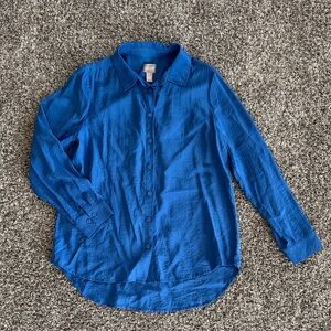 Chicos top blue long sleeve button down size 1